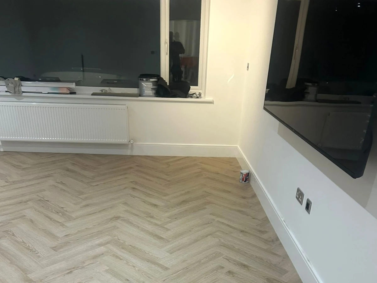laminate-flooring-herringbone-kitchen-installed-newcastle-foxglove-flooring Herringbone laminate fitted in a Newcastle kitchen