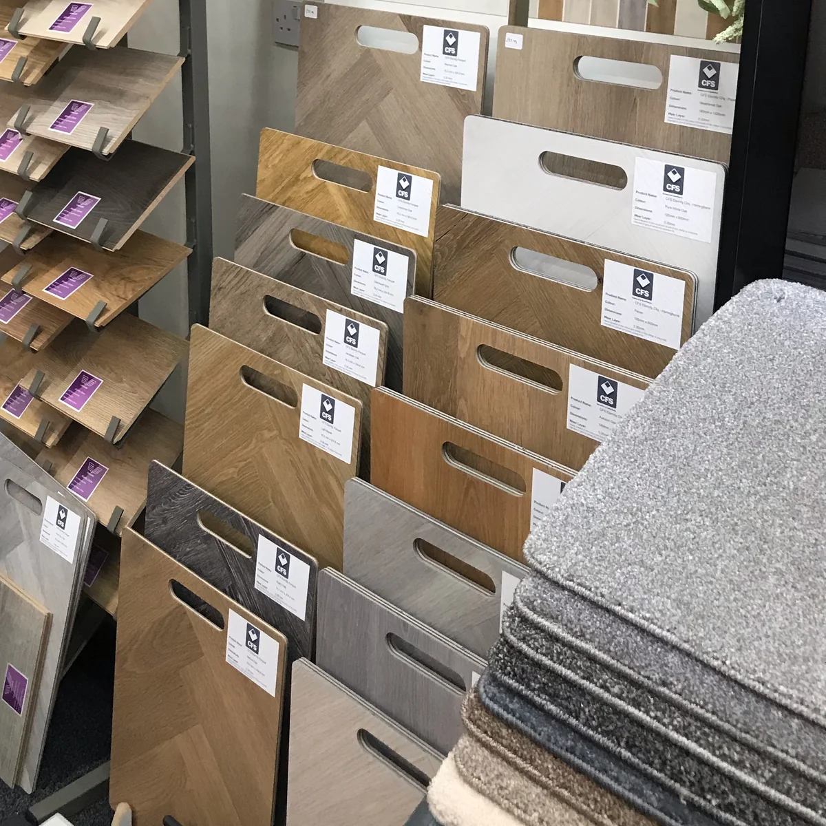 laminate-flooring-samples-newcastle-foxglove-flooring Part of the laminate range in our showroom, Newcastle