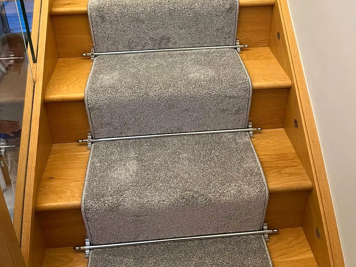 staircase carpet runner beige rods full view newcastle foxglove flooring