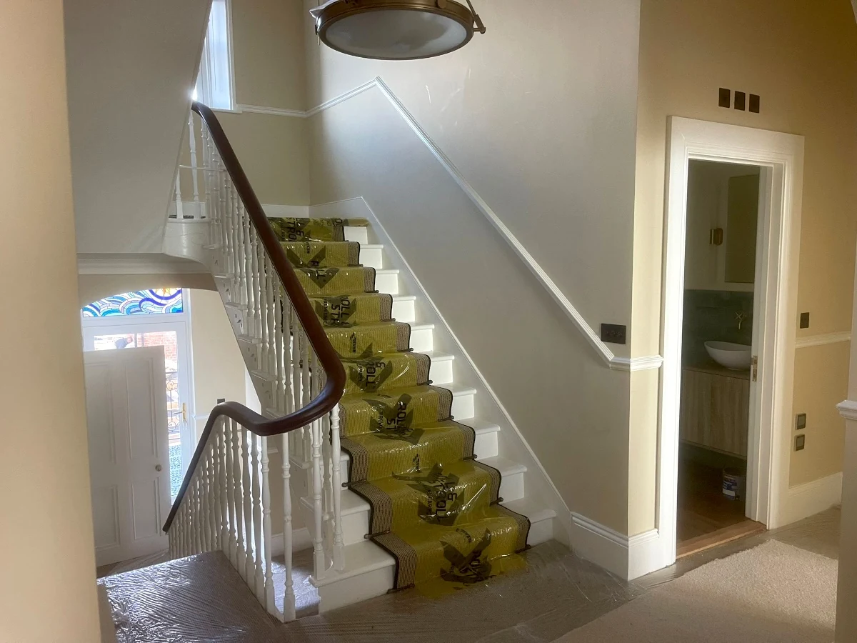 staircase carpet runner yellow green landing newcastle foxglove flooring