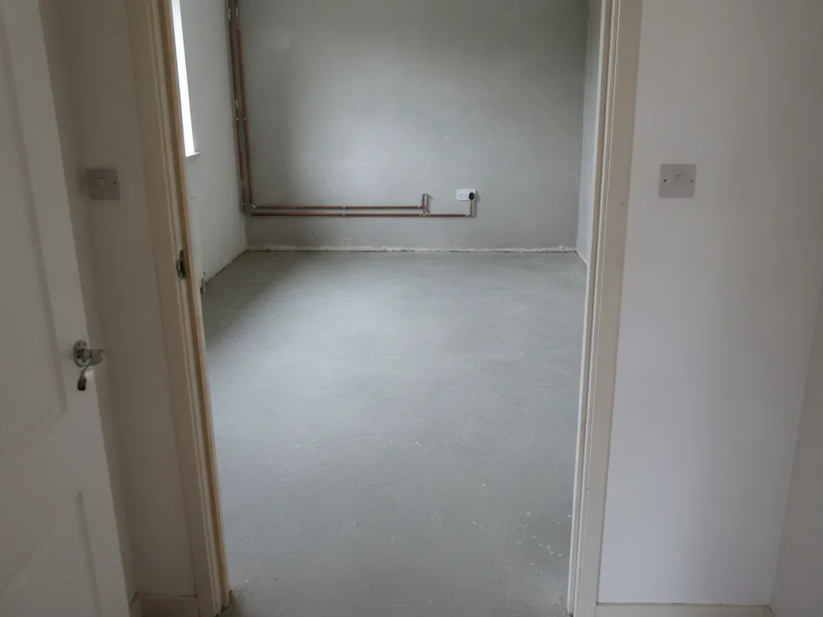 Illustrative prepared floor base before vinyl fitting